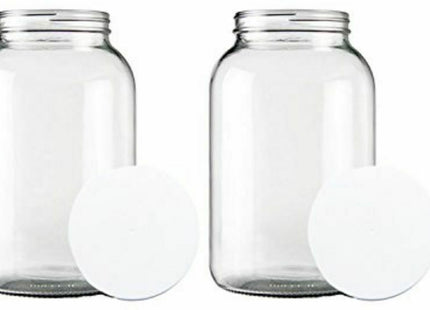 1 Gallon Clear Wide Mouth with Lid and Thermometer - Pack of 2